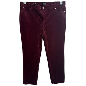 Talbots Women’s Straight Corduroy Pants 16P Burgundy Holiday Festive Casual